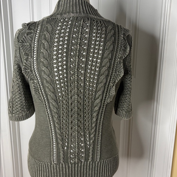 WHBM White House black market large knit ruffle sweater forever olive green L - Picture 5 of 14